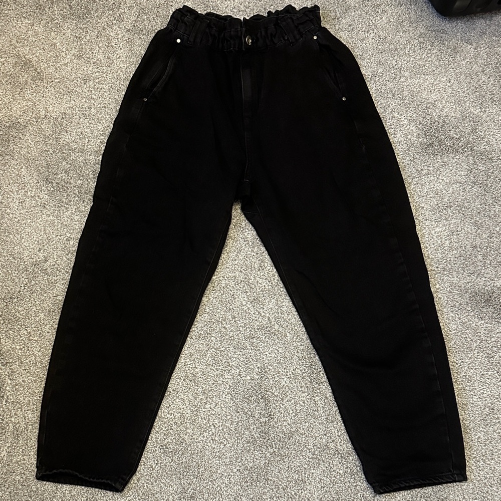 Zara Black Ruffled Waist Pants